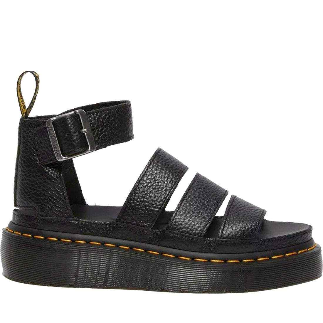 Dr. Martens womens black clarissa milled nappa sandals | Vilbury London