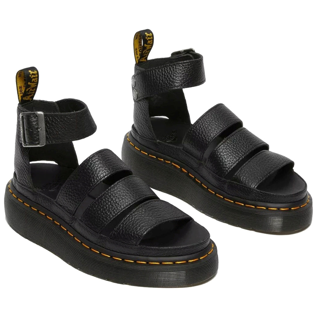 Dr. Martens womens black clarissa milled nappa sandals | Vilbury London