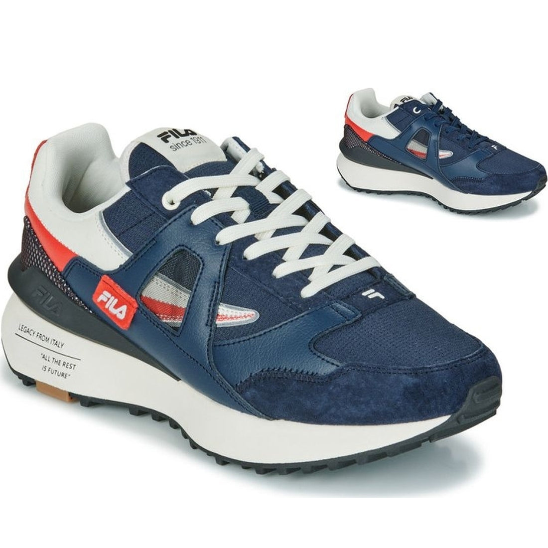 FILA mens navy red contempo leisure trainers | Vilbury London