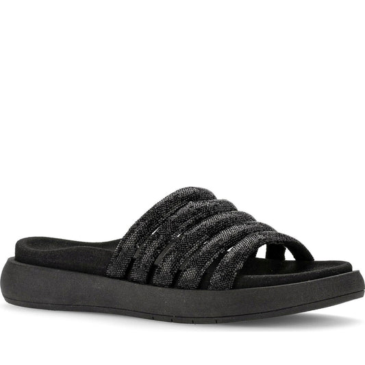 black casual open slippers