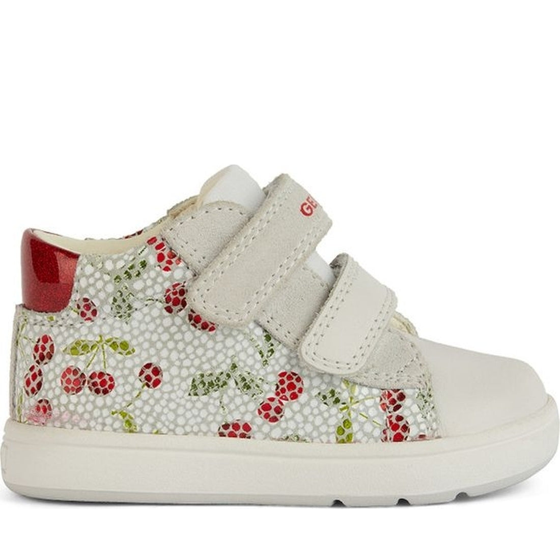 Geox girls white, red biglia first steps trainers | Vilbury London