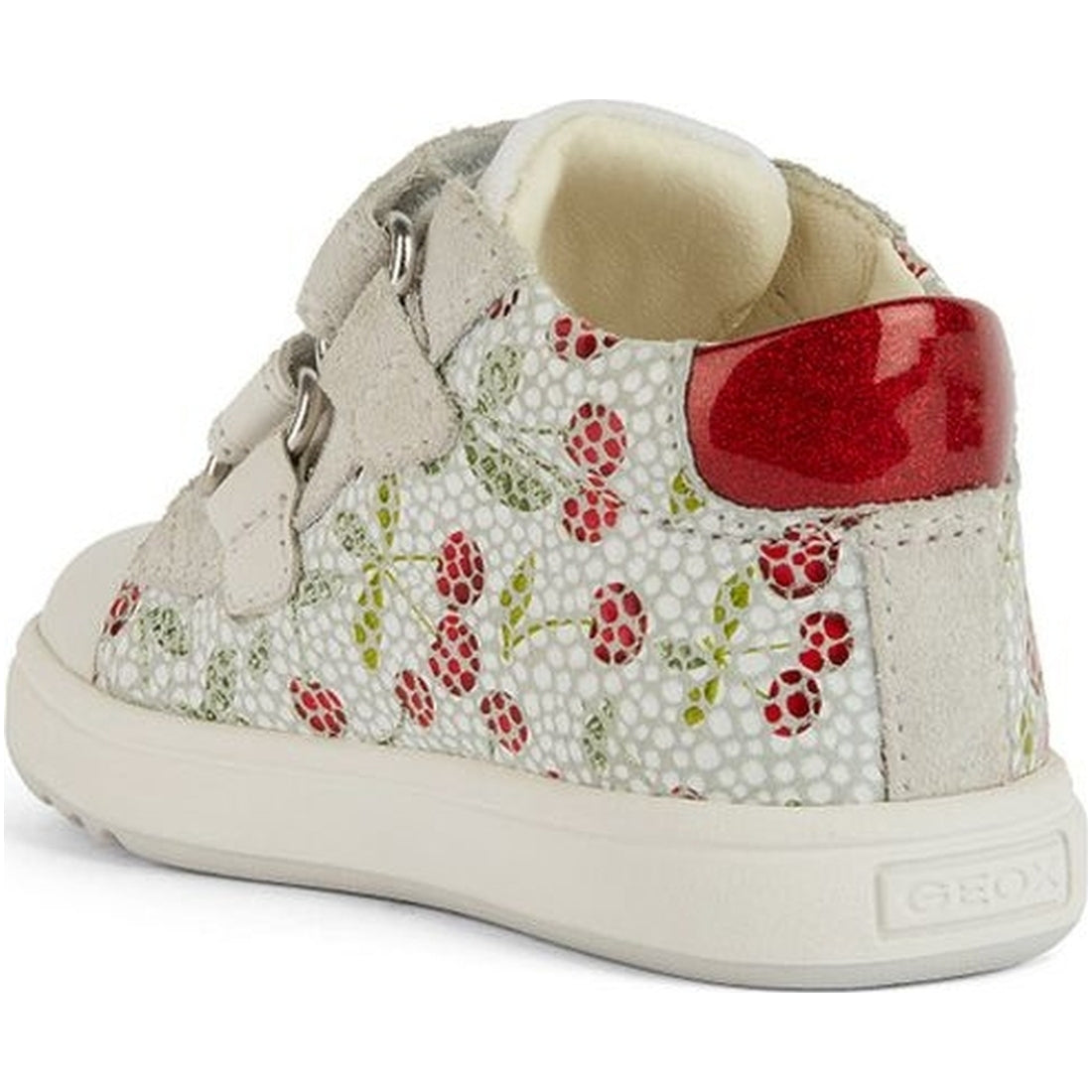 Geox girls white, red biglia first steps trainers | Vilbury London