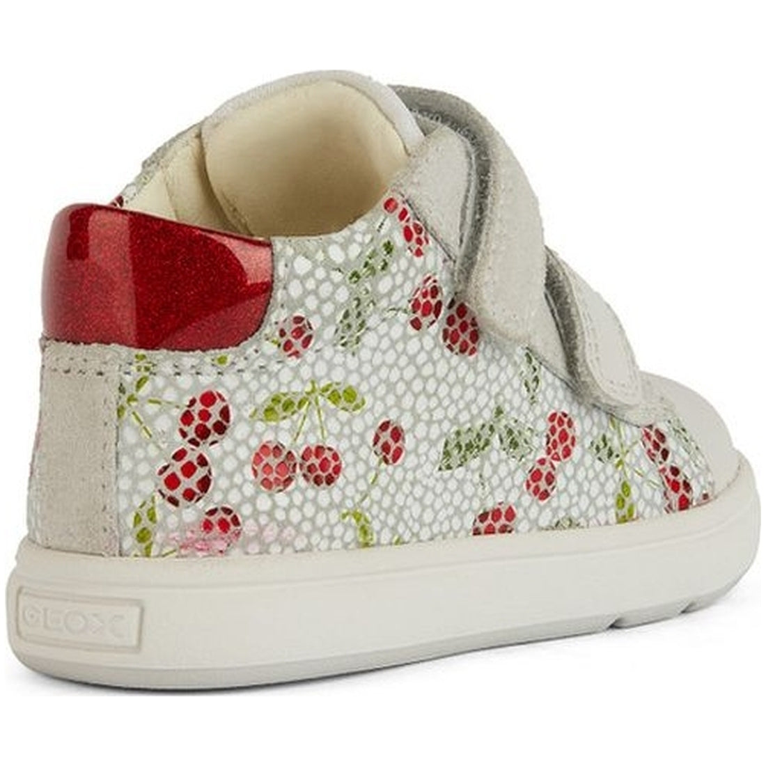 Geox girls white, red biglia first steps trainers | Vilbury London