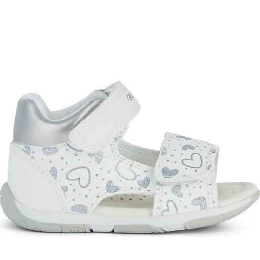 Geox girls white, silver sandal tapuz | Vilbury London