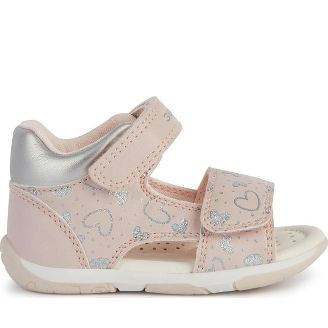 Geox girls lt rose, silver sandal tapuz | Vilbury London