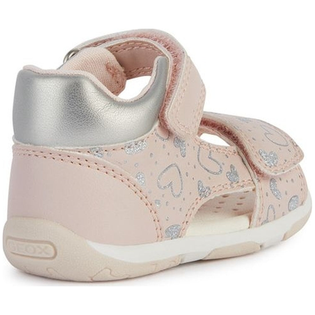 Geox girls lt rose, silver sandal tapuz | Vilbury London