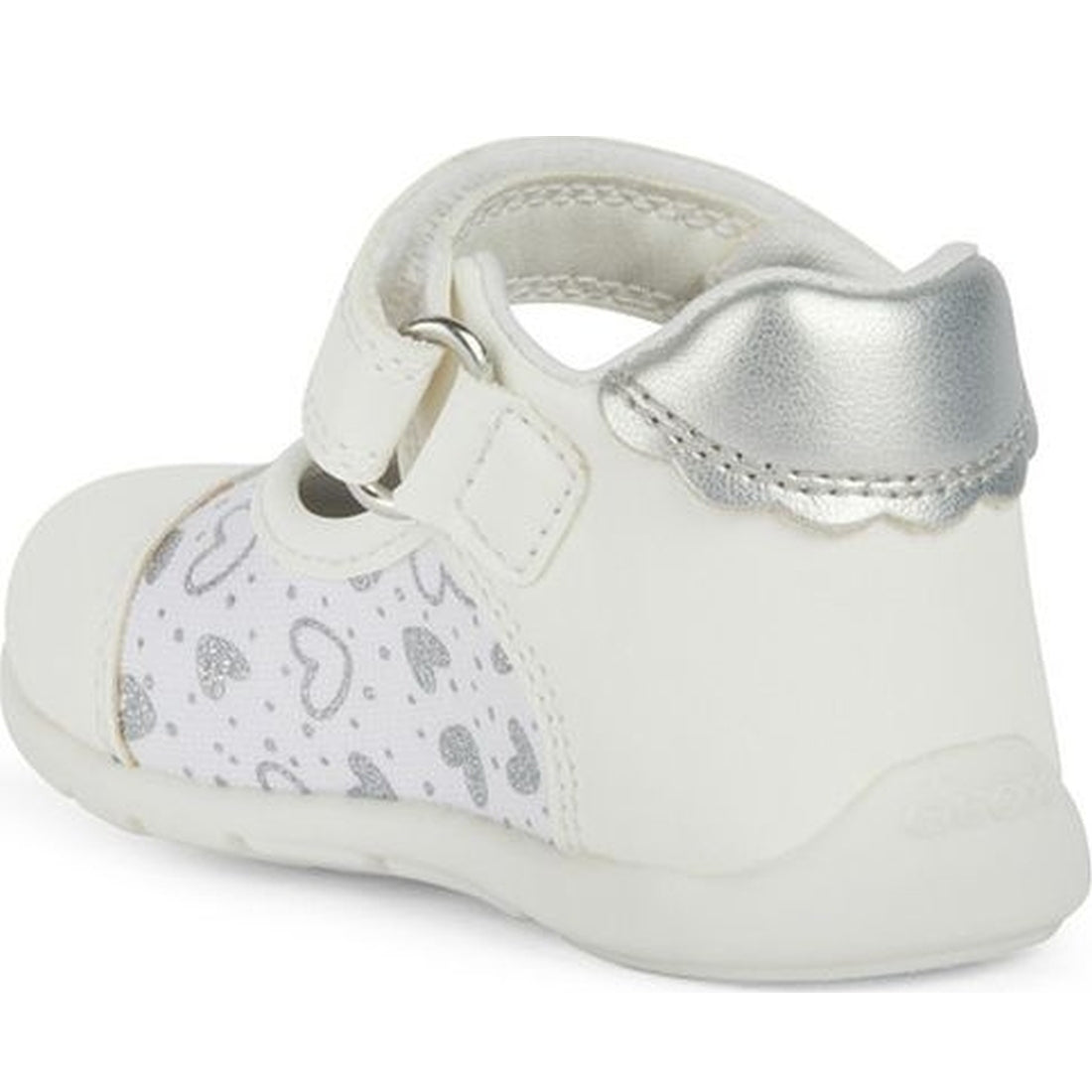 Geox girls white, silver elthan first steps ballerinas | Vilbury London