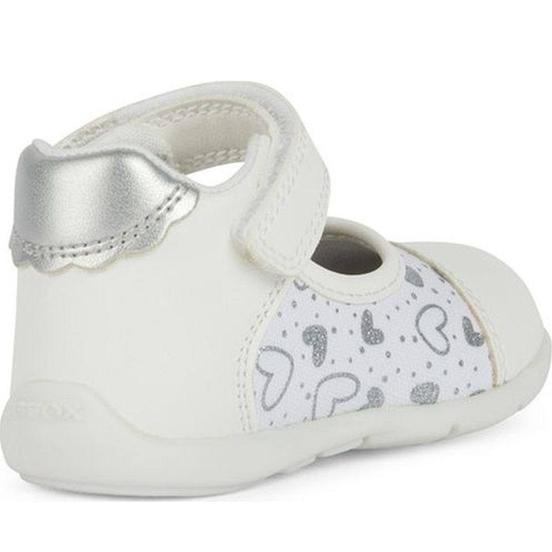 Geox girls white, silver elthan first steps ballerinas | Vilbury London