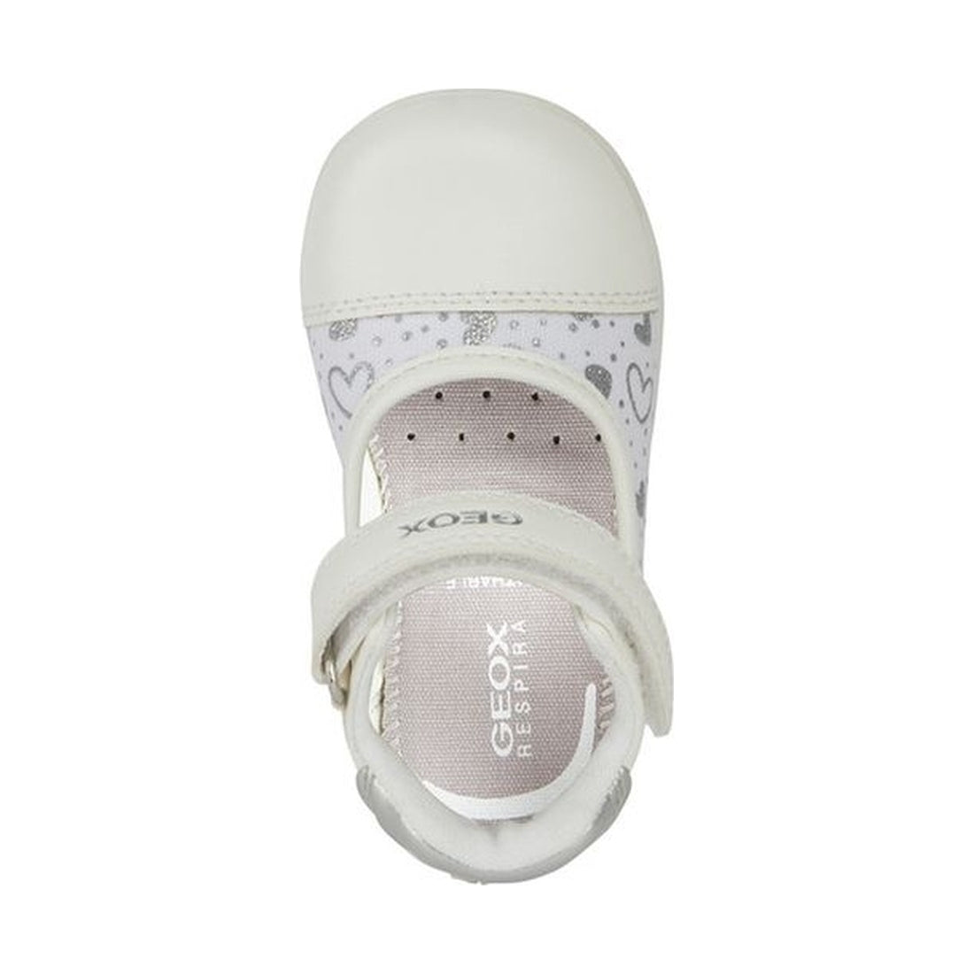 Geox girls white, silver elthan first steps ballerinas | Vilbury London