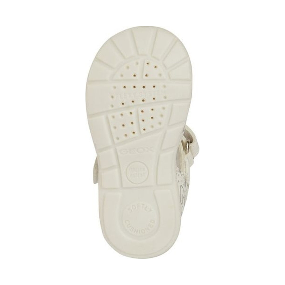 Geox girls white, silver elthan first steps sandals | Vilbury London