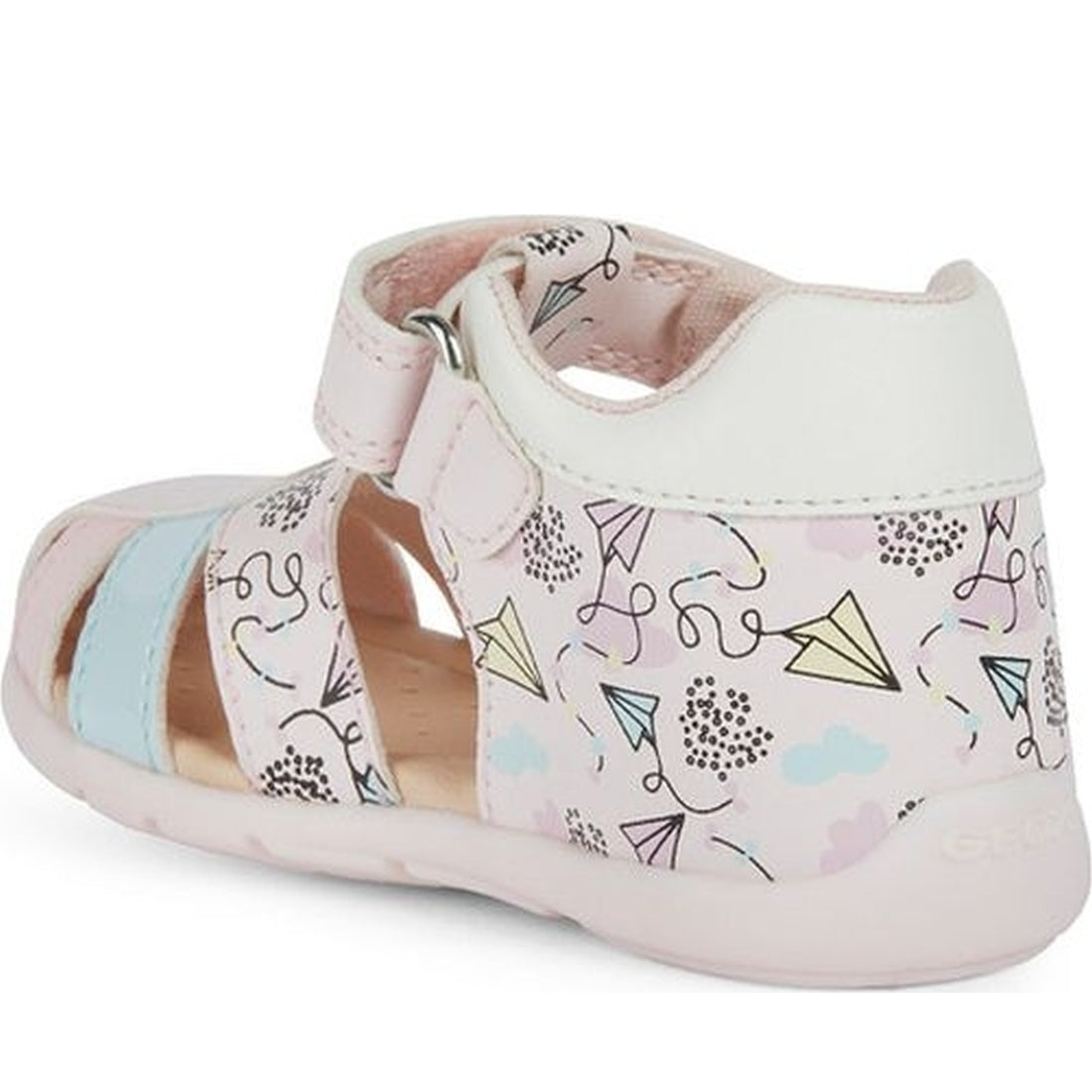 Geox girls pink, multicolour elthan first steps sandals | Vilbury London