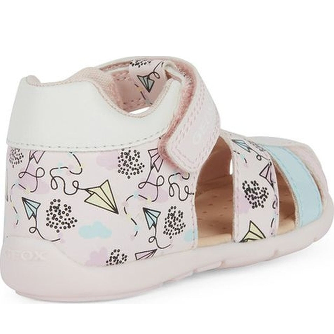 Geox girls pink, multicolour elthan first steps sandals | Vilbury London