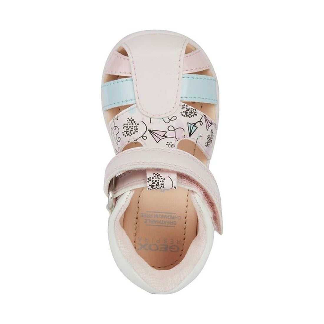 Geox girls pink, multicolour elthan first steps sandals | Vilbury London