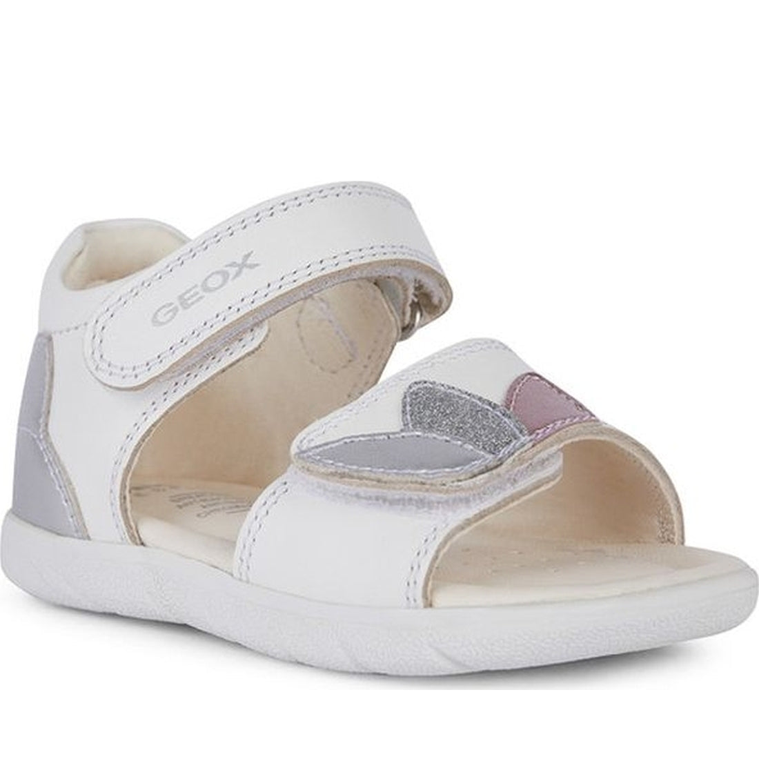 Geox girls white, silver sandal alul | Vilbury London