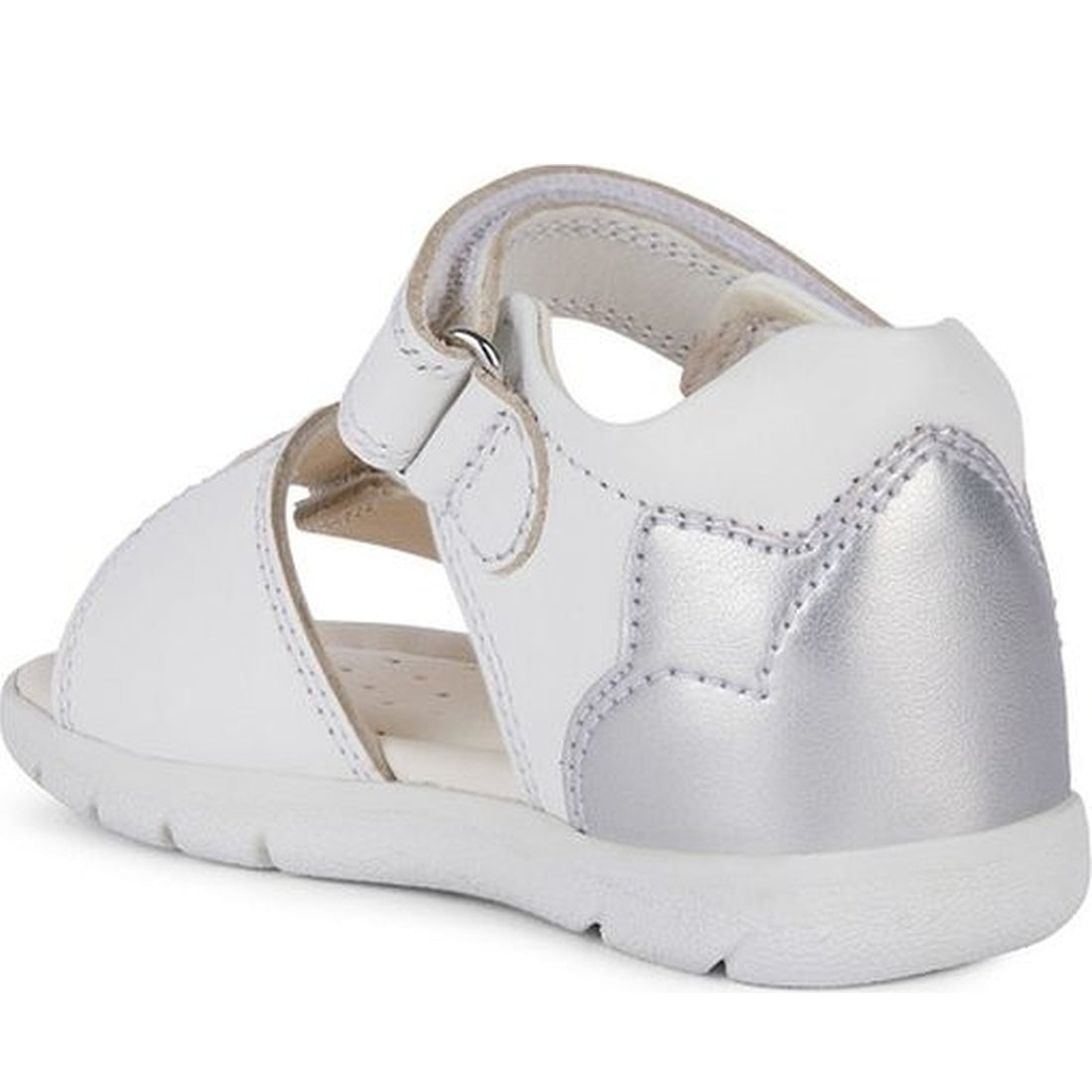 Geox girls white, silver sandal alul | Vilbury London