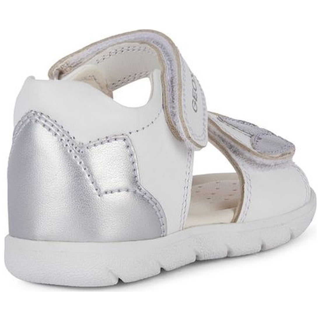 Geox girls white, silver sandal alul | Vilbury London