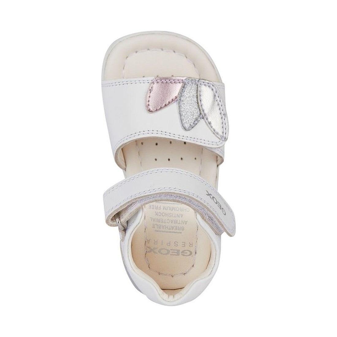 Geox girls white, silver sandal alul | Vilbury London