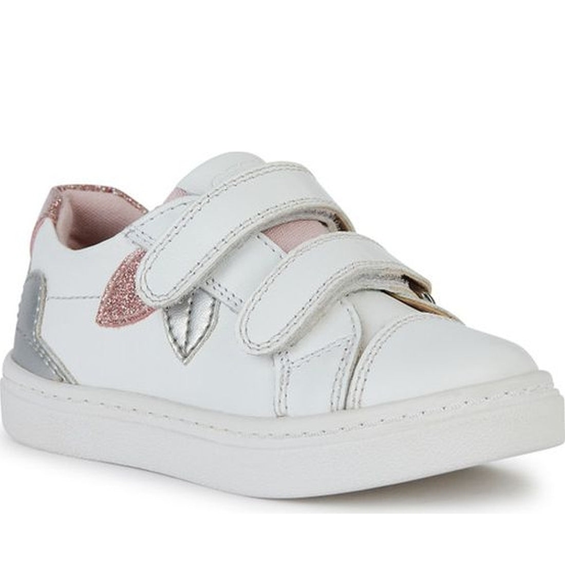 Geox girls white, silver nashik sneakers | Vilbury London