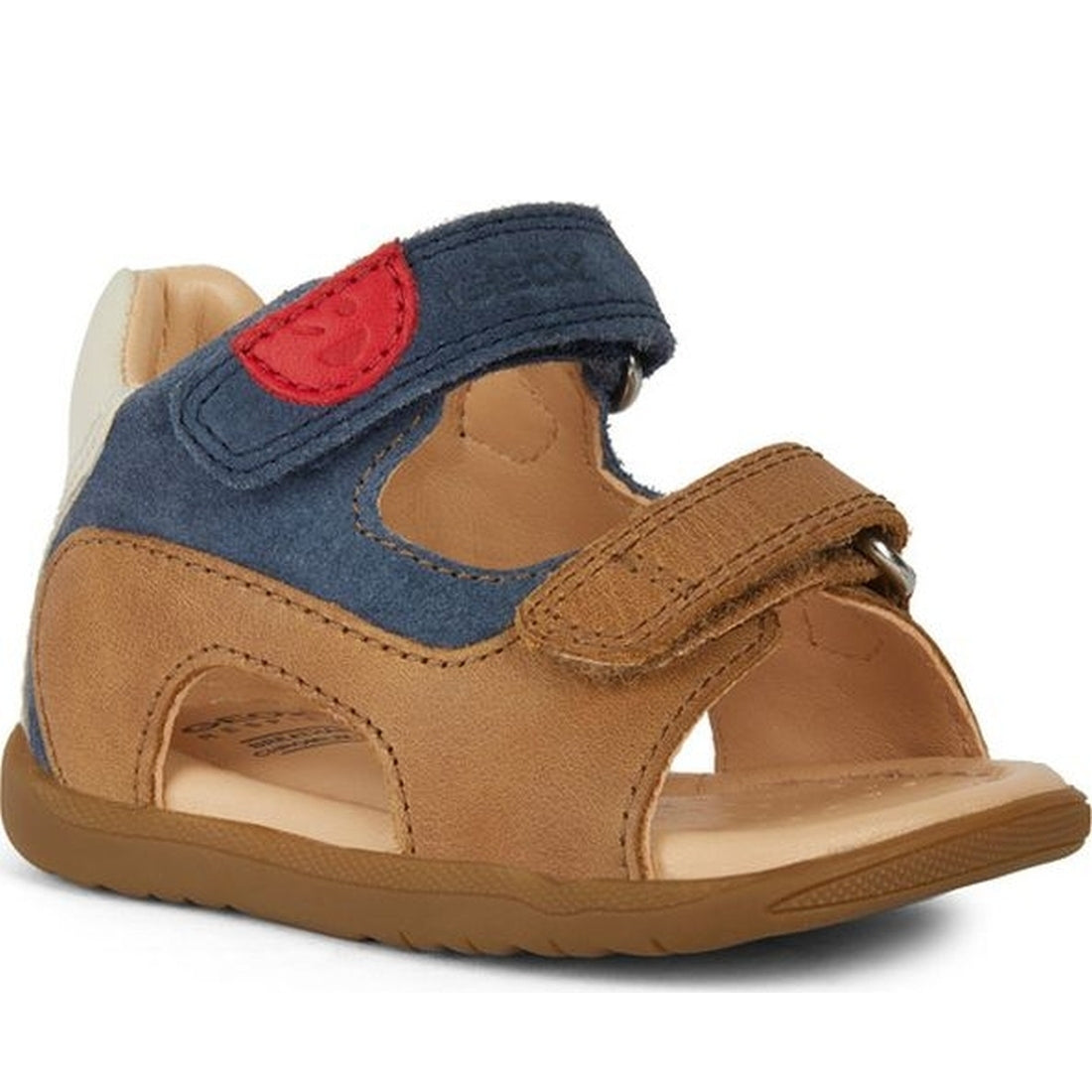 Geox boys caramel, navy sandal macchia | Vilbury London