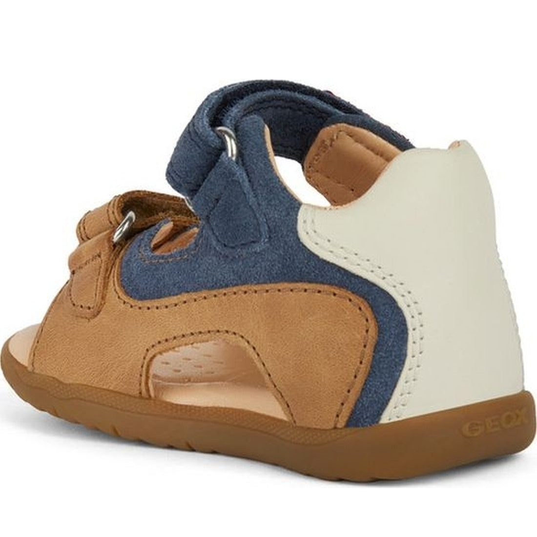 Geox boys caramel, navy sandal macchia | Vilbury London