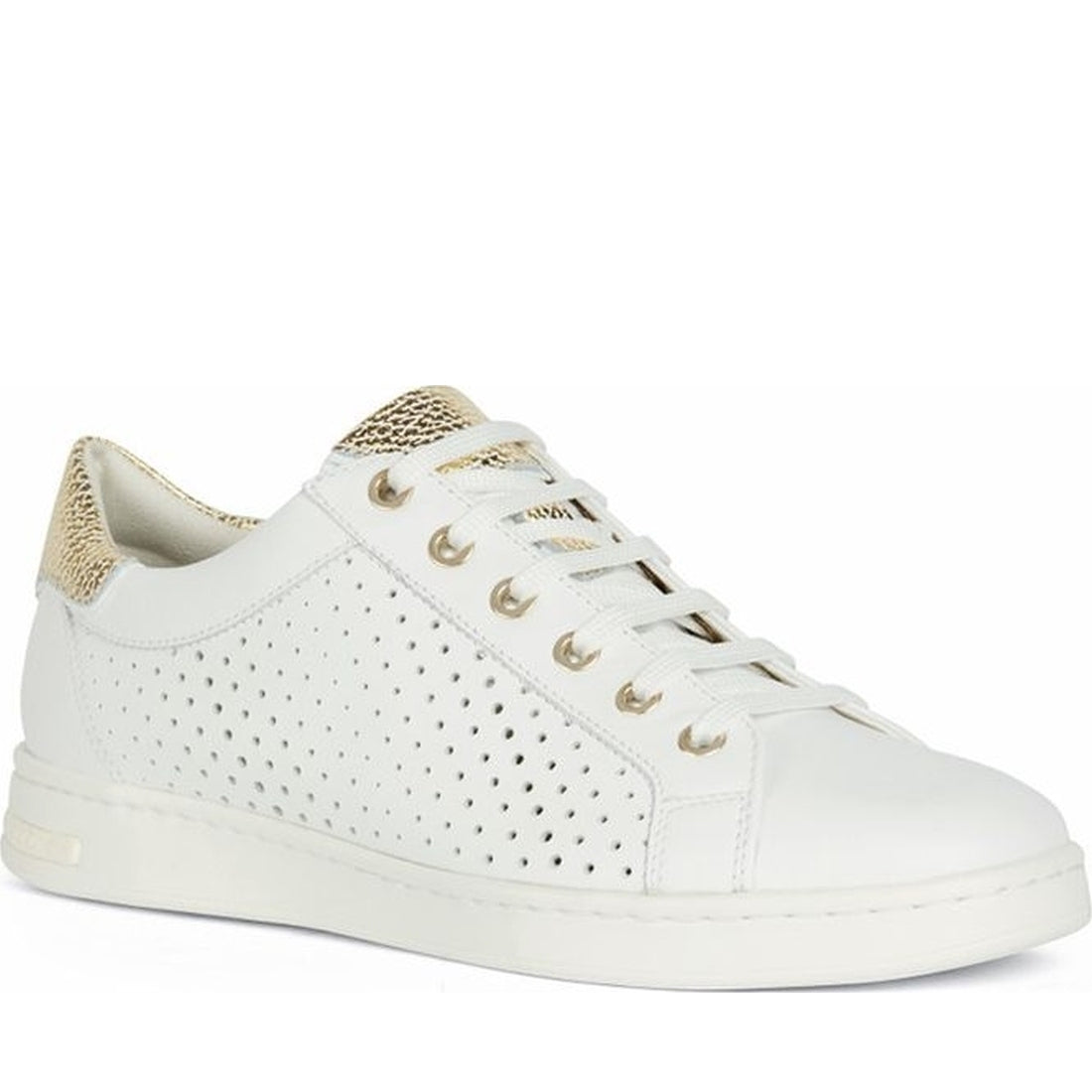 Geox womens white, gold jaysen sneakers | Vilbury London