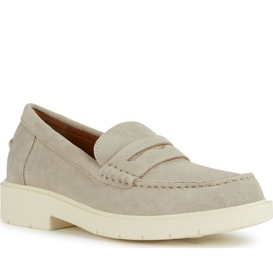 Geox womens light grey spherica ec1 moccasins | Vilbury London