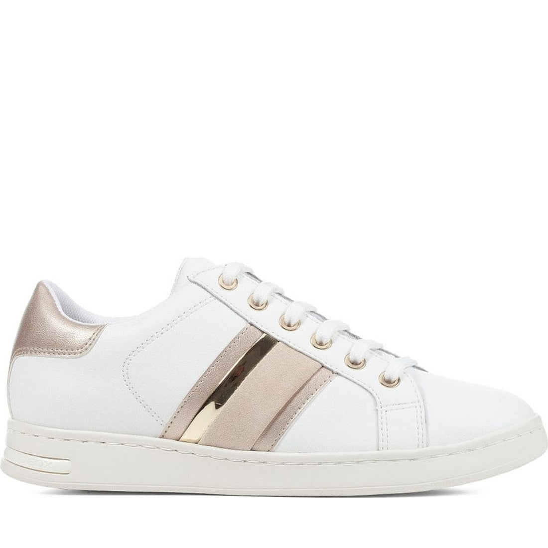 Geox womens white, lt gold jaysen sneakers | Vilbury London