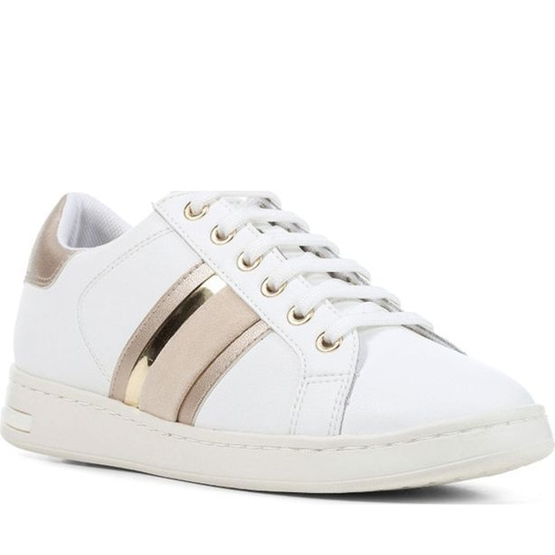 Geox womens white, lt gold jaysen sneakers | Vilbury London