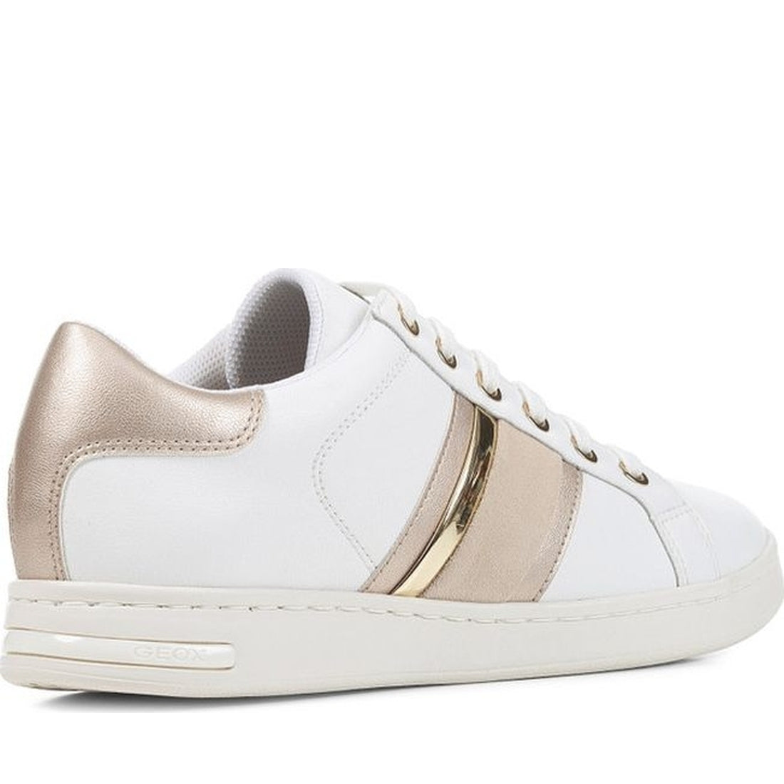 Geox womens white, lt gold jaysen sneakers | Vilbury London