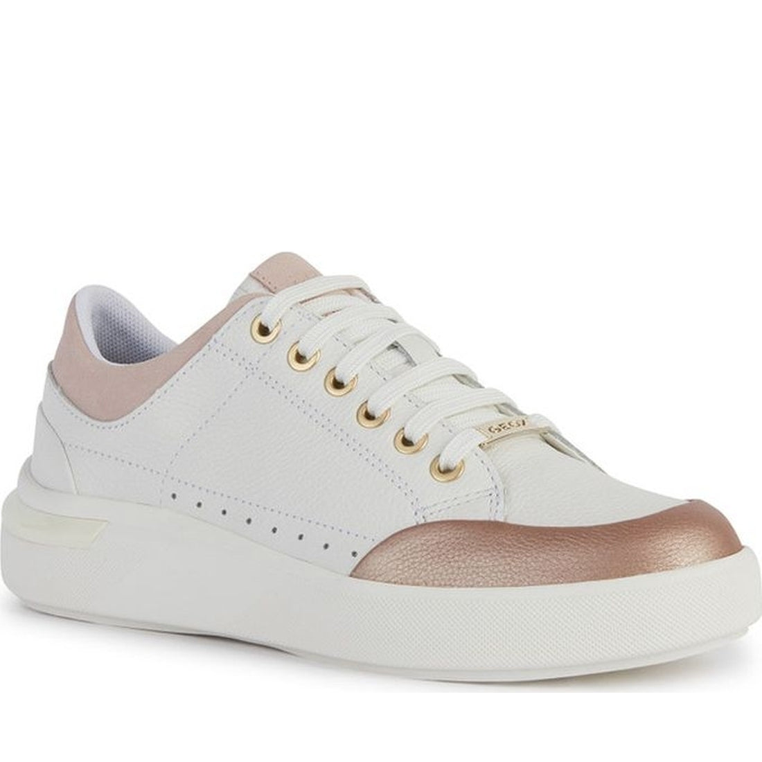 Geox womens white, lt rose dalyla sneakers | Vilbury London