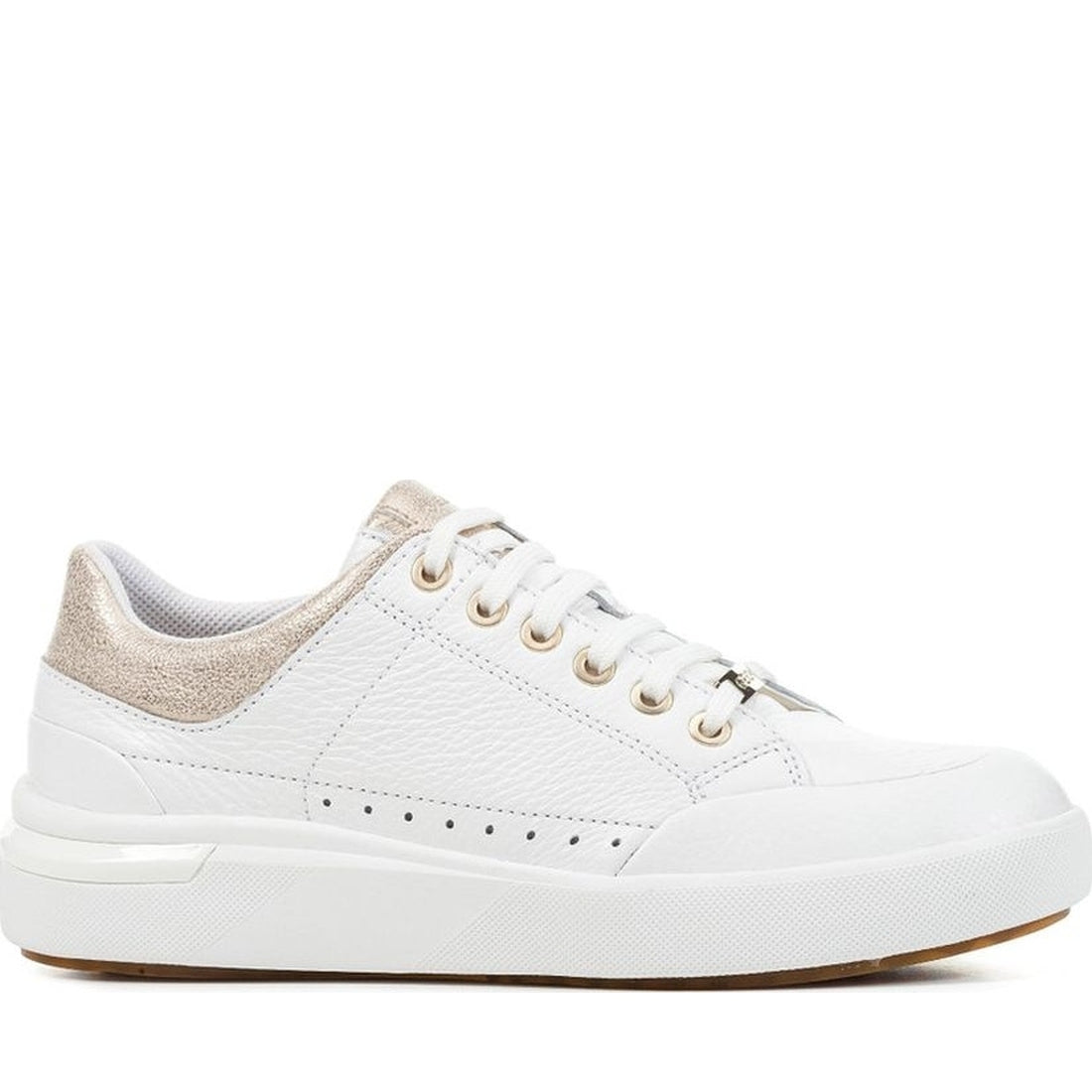 Geox womens white, champagne dalyla sneakers | Vilbury London