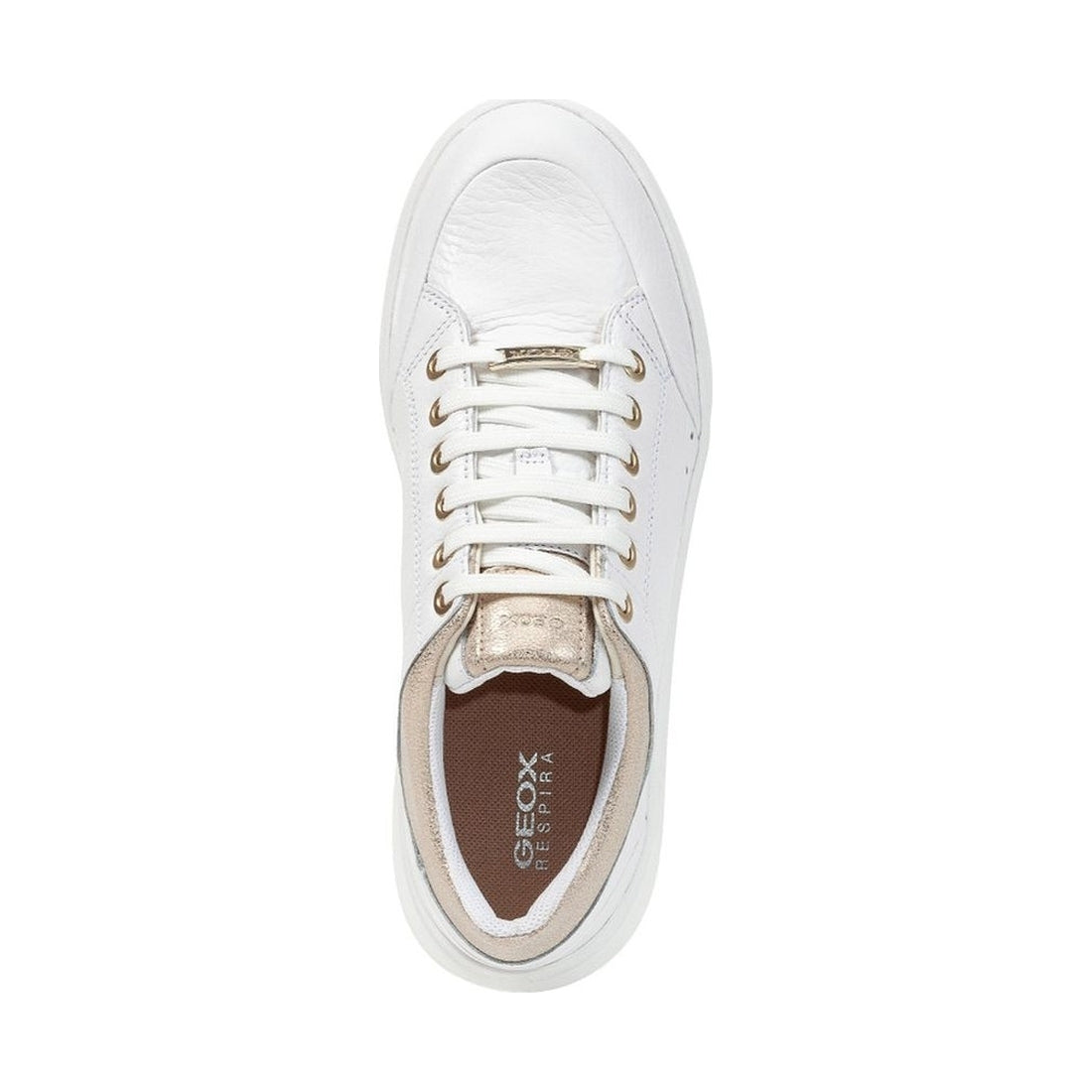 Geox womens white, champagne dalyla sneakers | Vilbury London