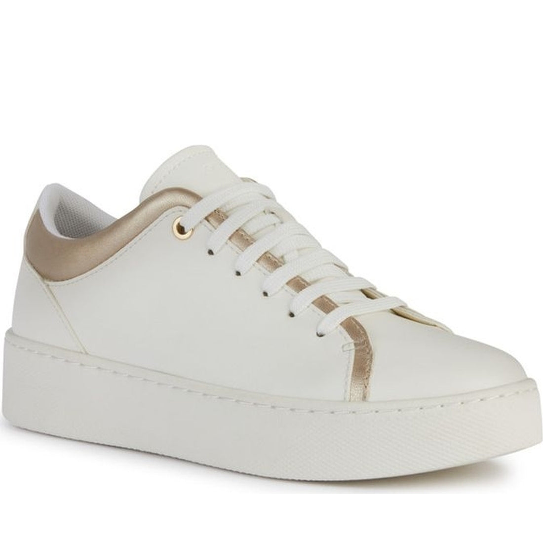 Geox womens optic white, lt gold skyely sneakers | Vilbury London