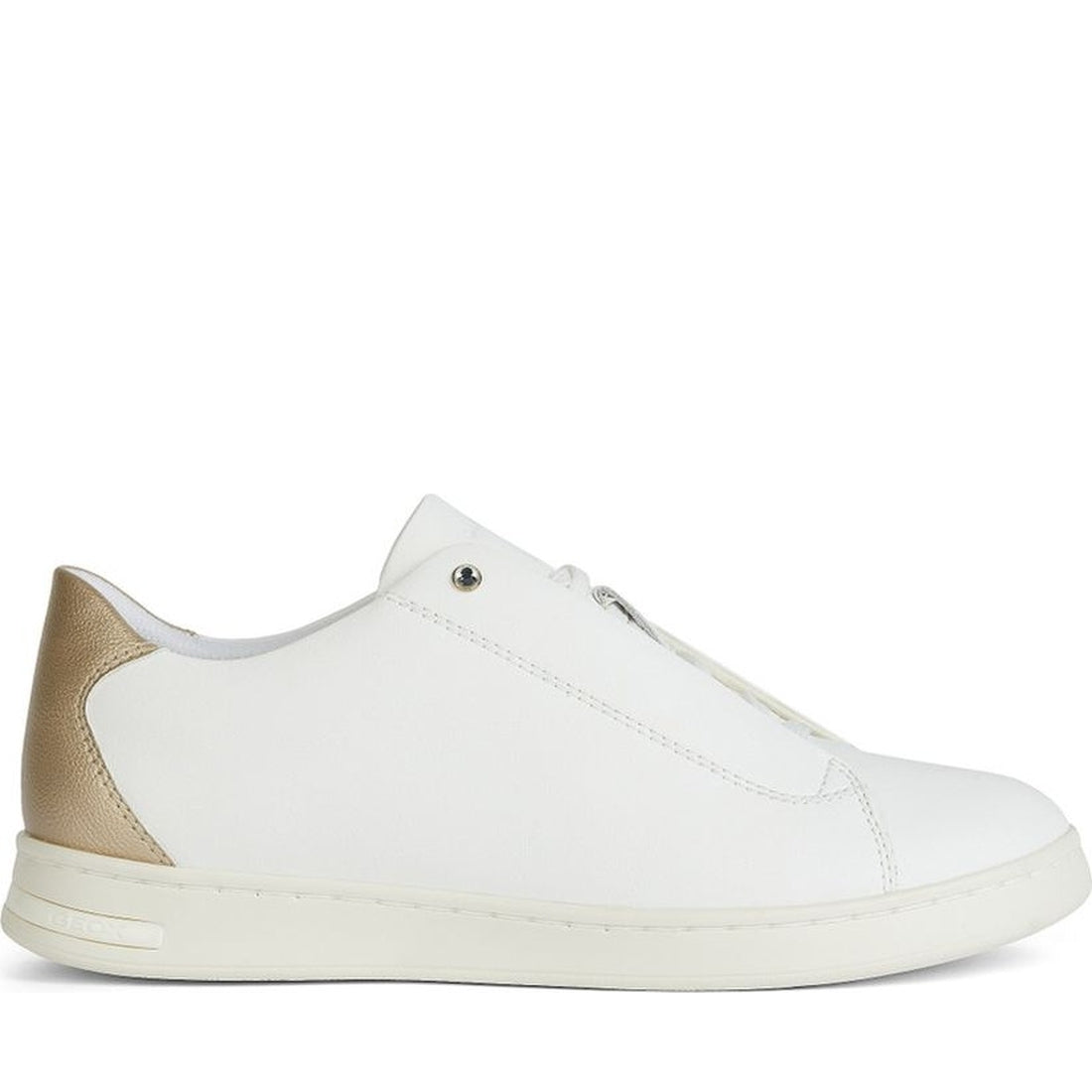 Geox womens white, lt gold jaysen sneakers | Vilbury London