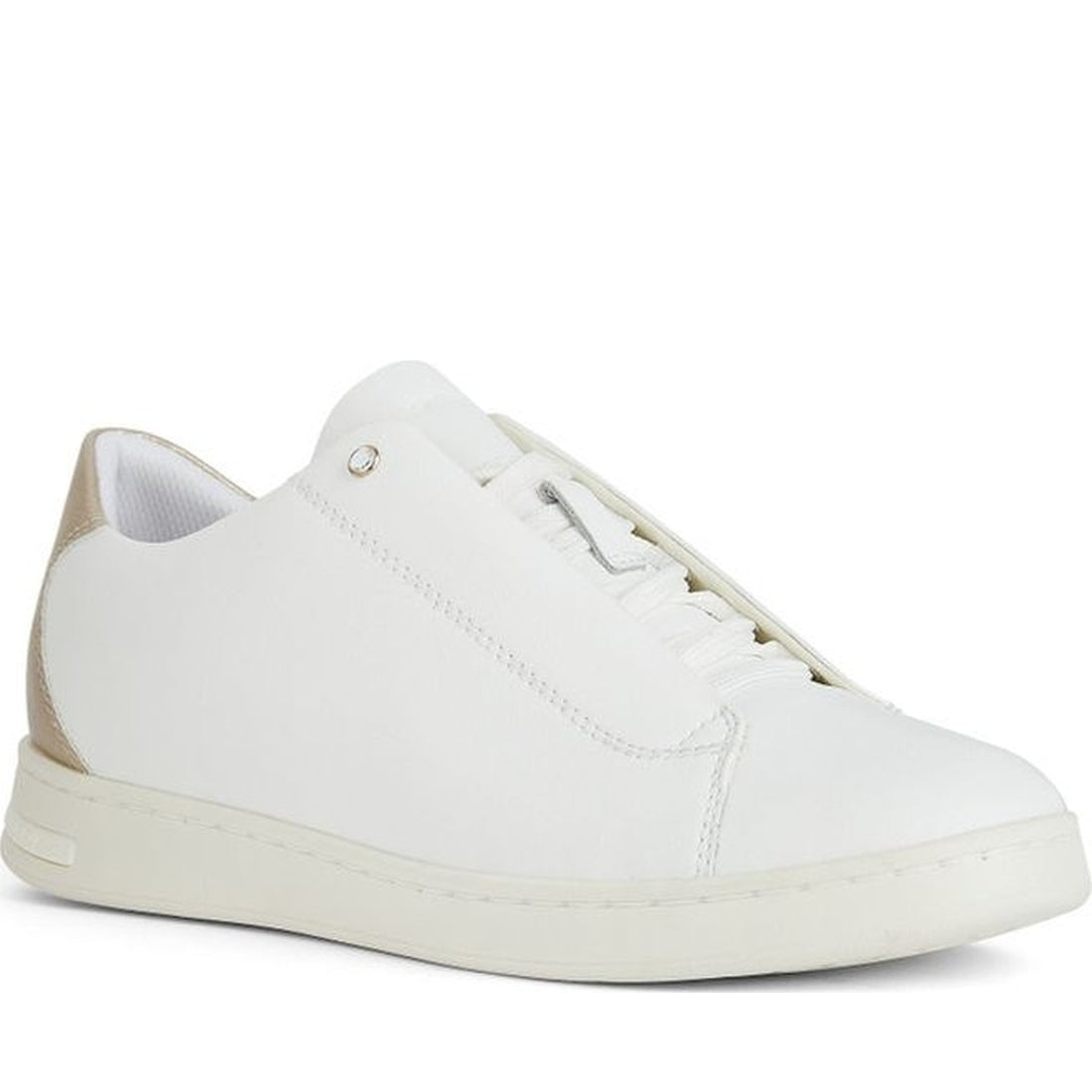 Geox womens white, lt gold jaysen sneakers | Vilbury London