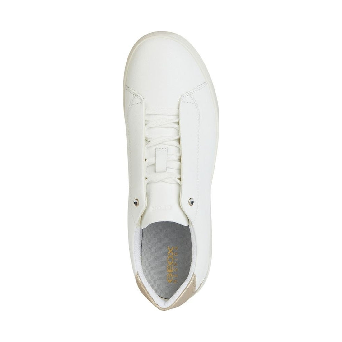 Geox womens white, lt gold jaysen sneakers | Vilbury London