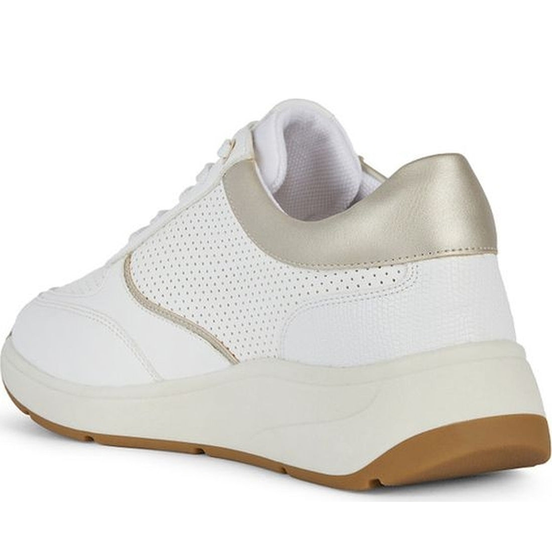 Geox womens white, lt gold cristael sneakers | Vilbury London