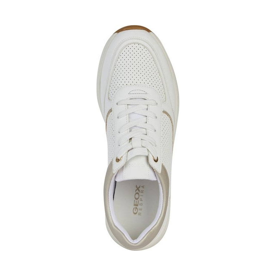 Geox womens white, lt gold cristael sneakers | Vilbury London