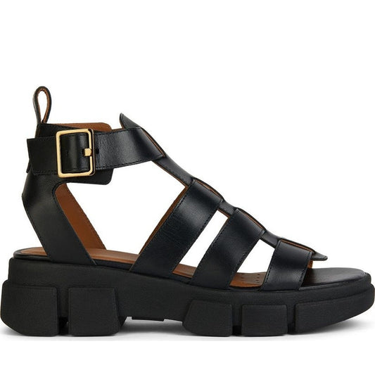Geox womens black lisbona sandals | Vilbury London