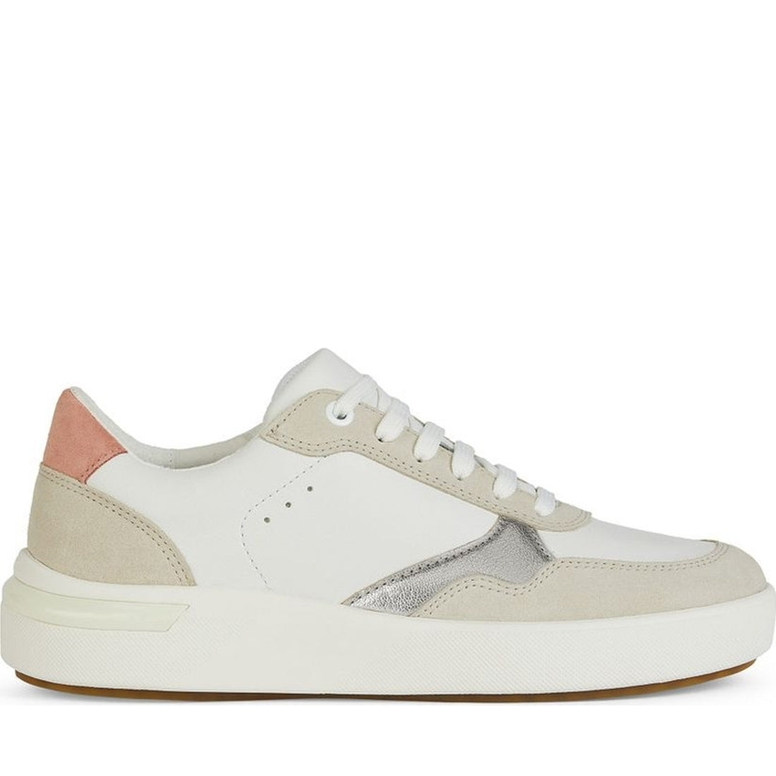 Geox womens white, dk skin dalyla sneakers | Vilbury London