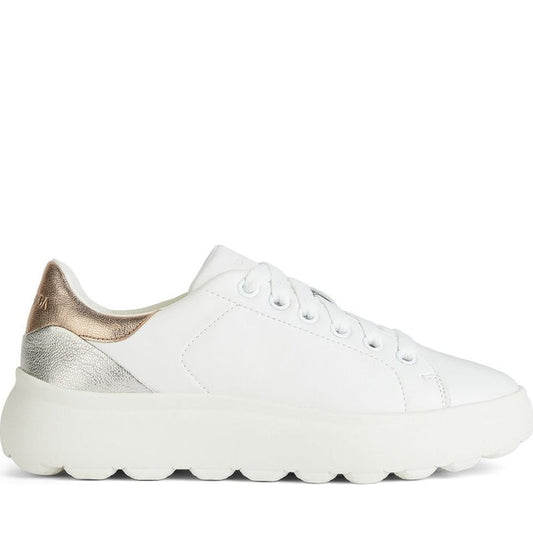 Geox womens white, rose gold spherica ec4.1 sneakers | Vilbury London