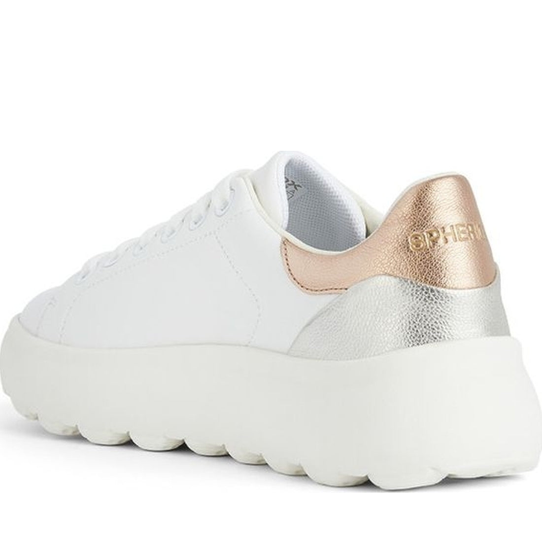 Geox womens white, rose gold spherica ec4.1 sneakers | Vilbury London