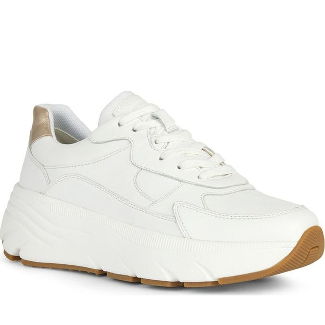 Geox womens white, lt gold diamanta sneakers | Vilbury London