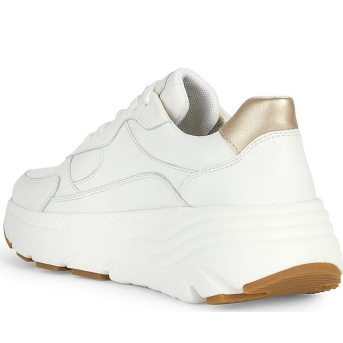 Geox womens white, lt gold diamanta sneakers | Vilbury London