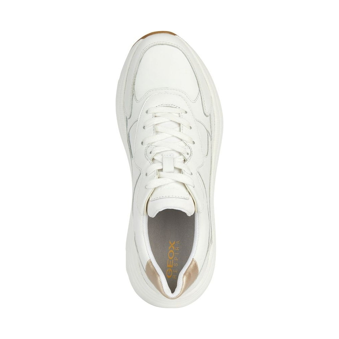 Geox womens white, lt gold diamanta sneakers | Vilbury London