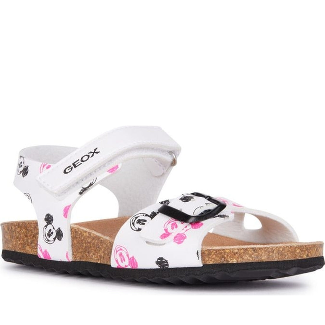 Geox girls white, black adriel sandals | Vilbury London