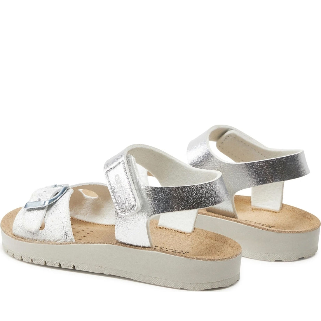 Geox girls silver, white sandal costarei | Vilbury London