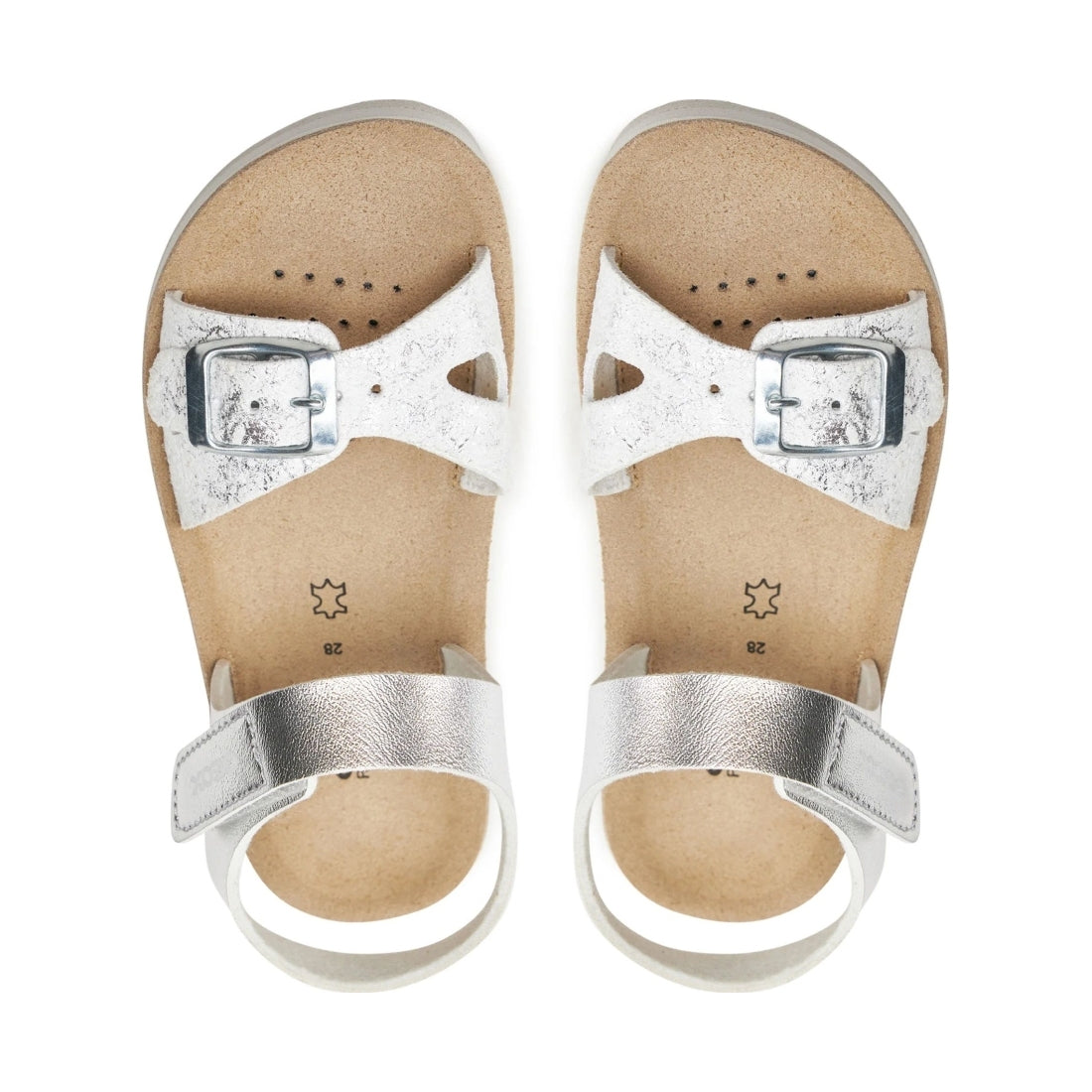 Geox girls silver, white sandal costarei | Vilbury London