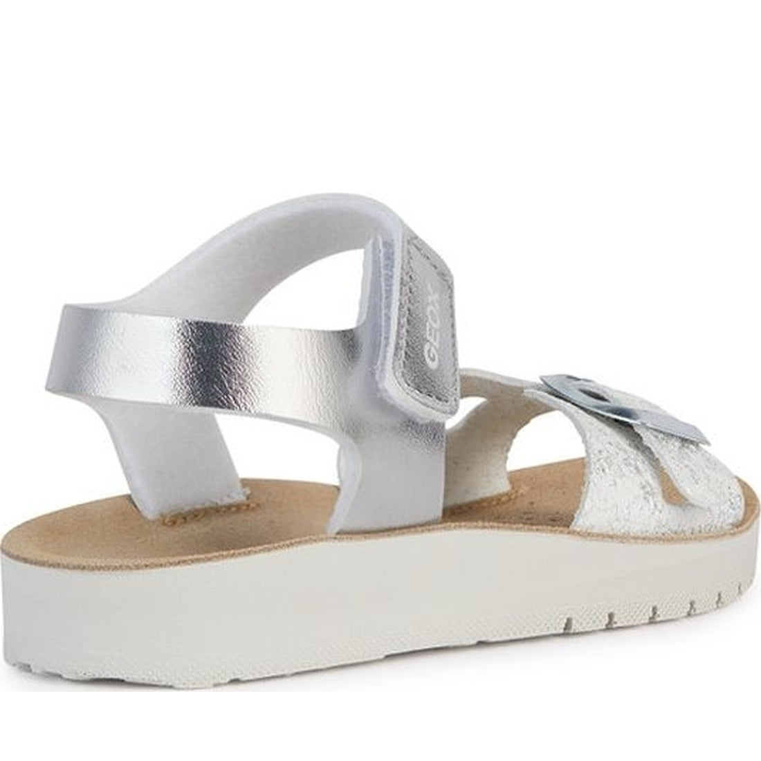 Geox girls silver, white sandal costarei | Vilbury London