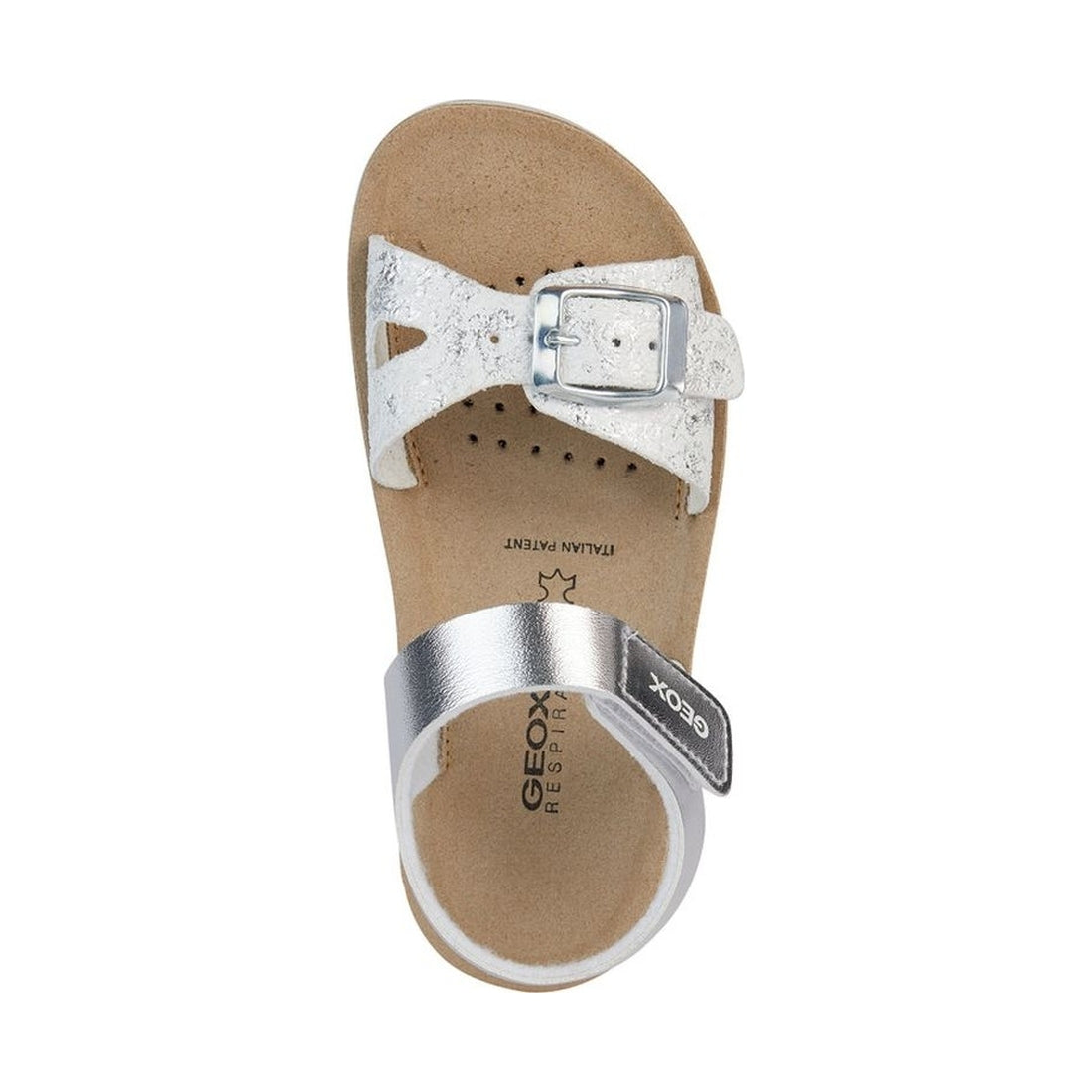 Geox girls silver, white sandal costarei | Vilbury London